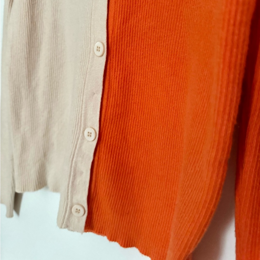 FORE Two-Tone Colorblock Ribbed Soft Cardigan - Picture 2 of 3